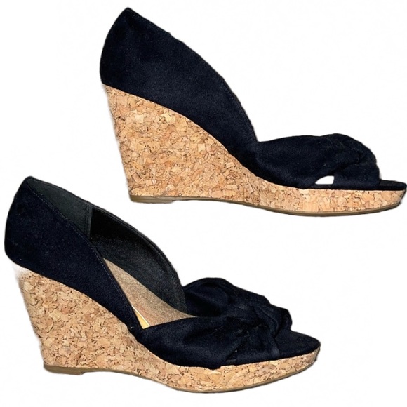 H&M Black Suede Cork Wedges - Picture 4 of 6
